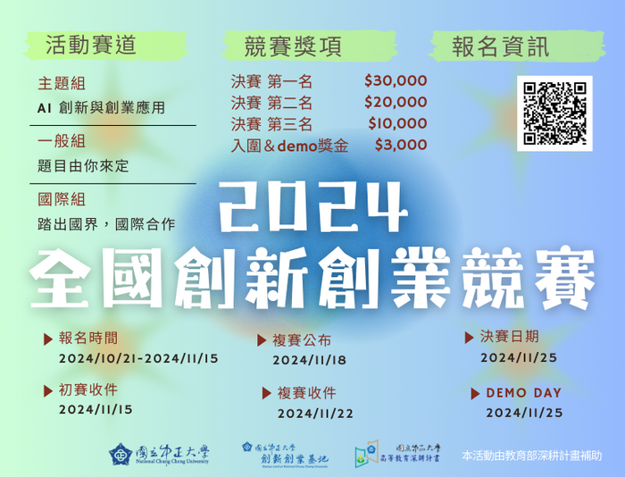 「2024全國創新創業競賽」開始報名 競賽總獎金高達22萬